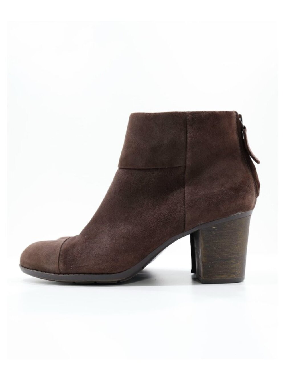 Clarks Enfield Tess Brown Suede 3" Block Heel Ankle Booties - 9.5